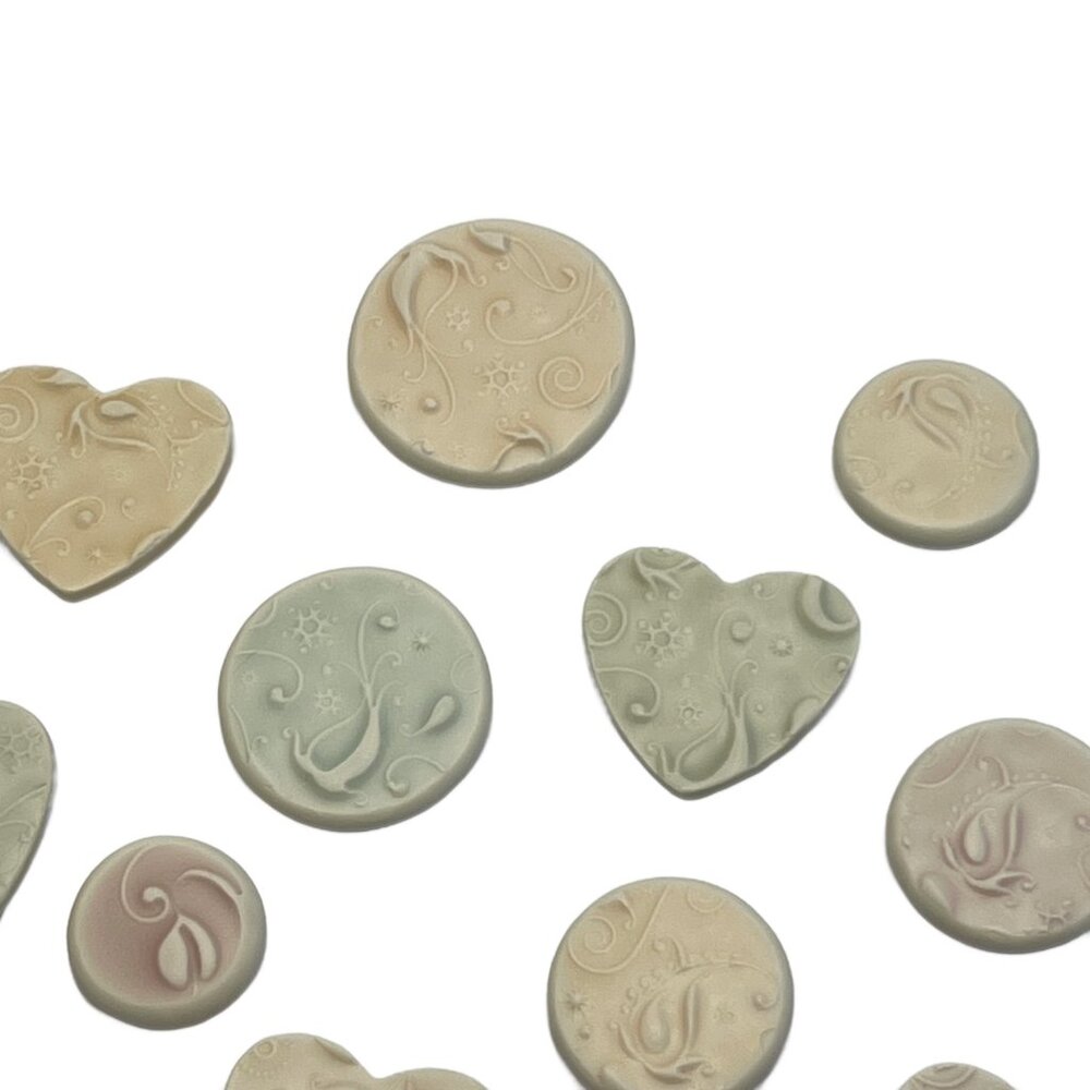 13 Magnets Floral Paisley Handmade Polymer Clay Multicolor Muted Pastel
